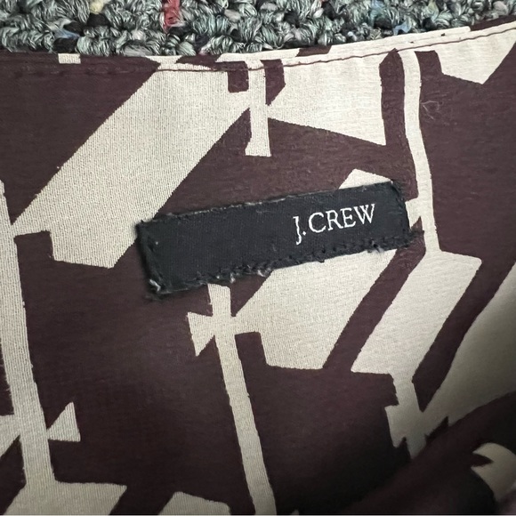 J. Crew Brown & Cream Houndstooth Pattern High-Waisted Midi Modest Skirt Sz L - Picture 10 of 12